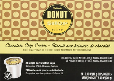 Authentic Donut Shop Blend Chocolate Chip Cookie Single Cup Coffee for Keurig K Cup Brewers, 24Count